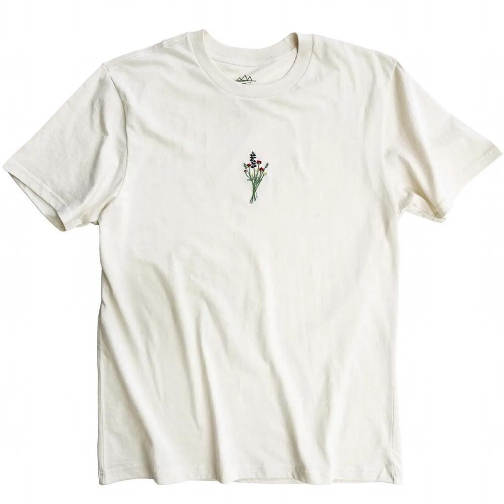 NEW ALTRU APPAREL men's bouquet embroidery tee in off white